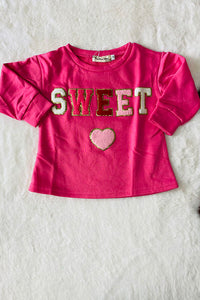 XCH01001 SWEET & heart embroidery pink long sleeve girls sweatshirts