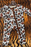 XCH05002 Leopard & Football prints long sleeve infant baby onesie