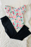 Wholesale Fruits printed girls blouse w/ruffle sleeves DLH2390