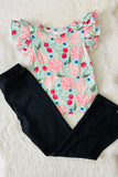 Wholesale Fruits printed girls blouse w/ruffle sleeves DLH2390