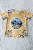 DLH2724 Beige Mini prints leopard short sleeve girls t-shirt