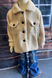 DLH2732 Kids cream sherpa long sleeve girls coat for 6month-12Years