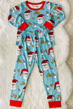 XCH04001 Unisex Christmas Santa prints 2pc kids pajamas sets