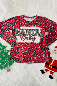 DLH2574 Wholesale "Santa Baby" prints long sleeve girls t-shirt