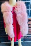 240611M Pink sleeveless faux fur girls vest