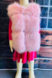 240611M Pink sleeveless faux fur girls vest