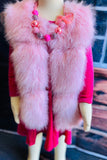 240611M Pink sleeveless faux fur girls vest