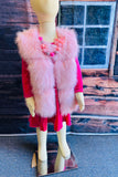 240611M Pink sleeveless faux fur girls vest