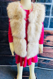 240609M Cute Cream sleeveless faux fur girls vest