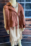 DLH2655 Mauve pink suede girls vest/cardigan with tassels