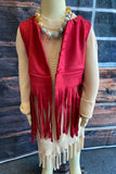 DLH2681 Solid suede vest girls cardigan/vest with tassels