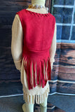 DLH2681 Solid suede vest girls cardigan/vest with tassels