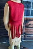 DLH2681 Solid suede vest girls cardigan/vest with tassels