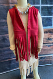 DLH2681 Solid suede vest girls cardigan/vest with tassels