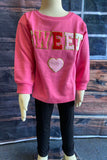 XCH01001 SWEET & heart embroidery pink long sleeve girls sweatshirts