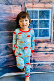 XCH04001 Unisex Christmas Santa prints 2pc kids pajamas sets