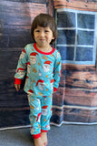 XCH04001 Unisex Christmas Santa prints 2pc kids pajamas sets