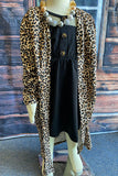 DLH2526 Leopard printed long style girls open cardigan