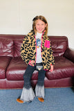 BQ2411 Brown leopard sherpa long sleeve girls jacket