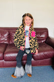 BQ2411 Brown leopard sherpa long sleeve girls jacket