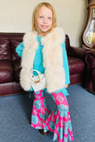 240609M Cute Cream sleeveless faux fur girls vest