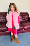 240611M Pink sleeveless faux fur girls vest