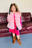 240611M Pink sleeveless faux fur girls vest