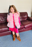 240611M Pink sleeveless faux fur girls vest