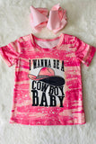 DLH2325 I WANNA BE A COWBOY BABY pink tie dye short sleeve girls tops