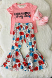 XCH0333-11H CUTER VERSION OF MY DAD top floral printed bell bottom 2pc girls sets