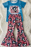 1101WY CRAY HEIFER printed girls top & bell bottoms 2pc girls set