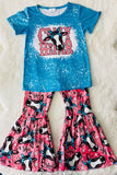 1101WY CRAY HEIFER printed girls top & bell bottoms 2pc girls set