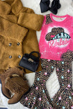 XCH0018-17H MY LAST REDEO top & leopard bell bottom 2pc girls sets