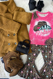 XCH0018-17H MY LAST REDEO top & leopard bell bottom 2pc girls sets