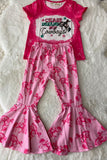 XCH0666-24H Kids CHASE DREAMS NOT cowboys pink top bottom 2pc girls sets