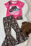 XCH0018-17H MY LAST REDEO top & leopard bell bottom 2pc girls sets