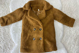 230154M Brown serape long style winter girls coat w/button and pocket