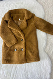 230154M Brown serape long style winter girls coat w/button and pocket