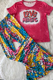 XCH0777-11H LOVE IS MAGIC Pink & multi color leopard printed girl set