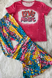 XCH0777-11H LOVE IS MAGIC Pink & multi color leopard printed girl set