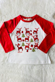 BQ2409 Christmas prints raglan long sleeve girls t-shirt