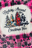 DLH2571 Rocking around the Christmas Tree prints pink girls dress