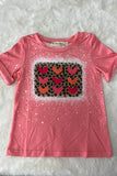 XCH0011-9H Kids hearts & leopard printed short sleeve girls top