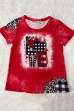 XCH0011-8 Mom and me plaid & leopard printed LOVE kids t-shirt