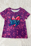 XCH0011-7H Valentine's "XOXO" heart print short sleeve girls shirt