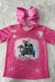 DLH2588  Believe & Valentine pink short sleeve girls t-shirt