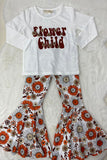 XCH0015-22H"FLOWER CHILD" floral 2pc girls set