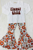 XCH0015-22H"FLOWER CHILD" floral 2pc girls set