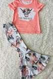 NOT TODAY HELFER & Bull printed top butterfly floral pant 2pc girls sets XCH0333-15H