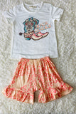 XCH0777-2H KICK ROCKS boots printed 2pcc shorts girl set wholesale